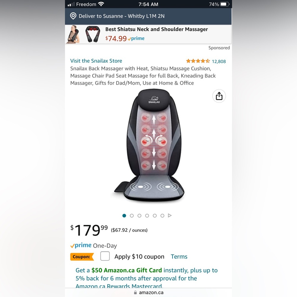 Snailax back massager with heat